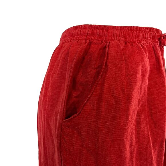Erin London Pants Womens S Red Silk Linen Rayon Pocket Ankle Split Drawstring - Picture 4 of 6
